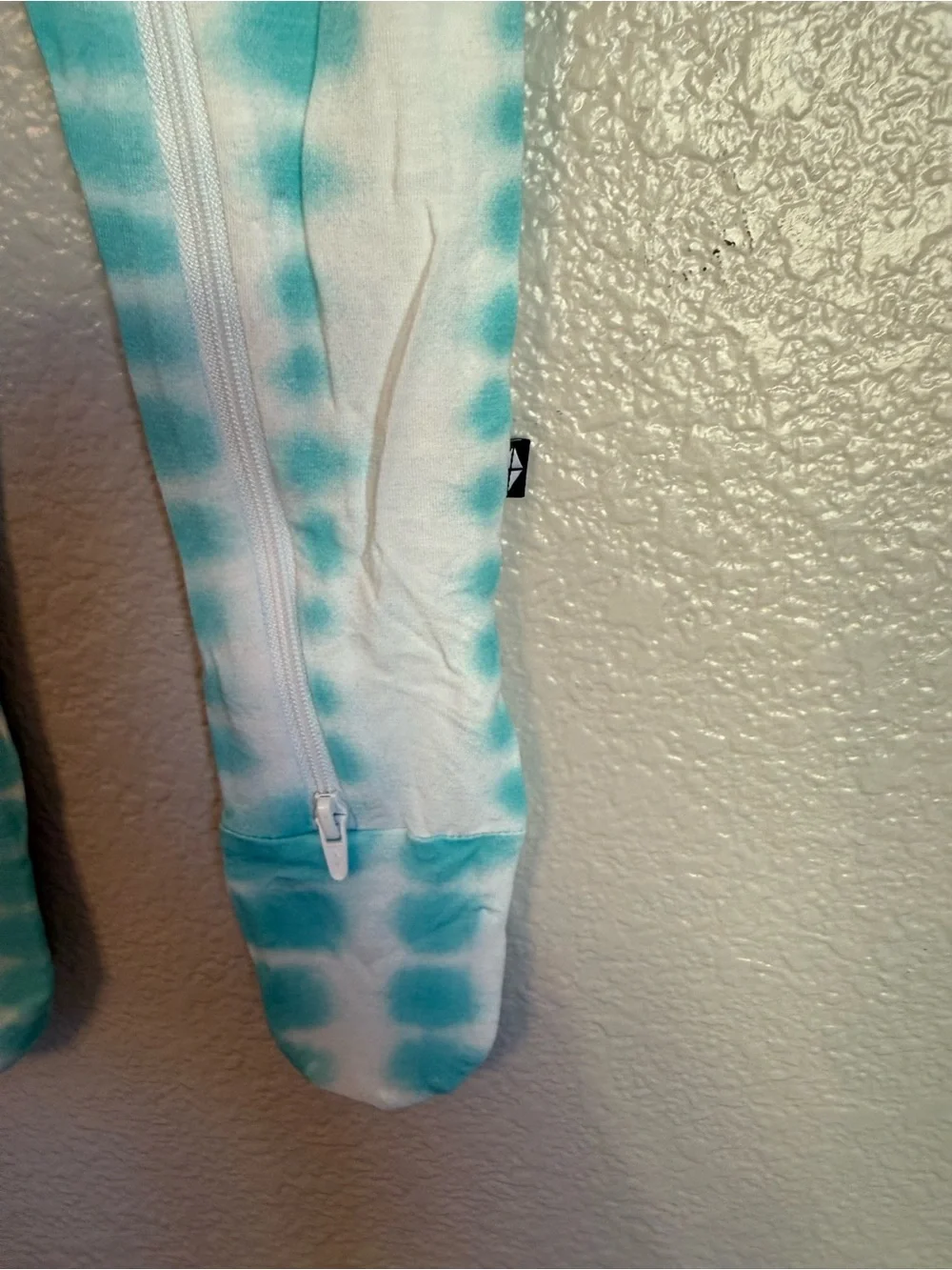 Kyte BABY Aqua Tie-Dye Zip Front Footed One-Piece